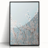 Large abstract wall art featuring spring-themed colors in mid-century modernist style, framed in black acrylic.