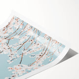 Extra large wall art featuring line art flowers in soft pastel shades on a rolled canvas.