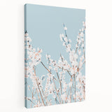 Spring-themed abstract painting on stretched canvas with soft green and pink tones, suitable for kitchen wall art.