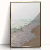 Large art print of a mid-century modernist design in gold and white tones on acrylic, ideal for modern nursery wall decor.