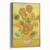 Silver-framed canvas featuring a Vincent van Gogh landscape painting with vibrant colorful brushstrokes.
