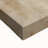 Abstract wall art on stretched canvas showcasing vibrant strokes in shades of blue, orange, and yellow. Ideal for modern decor and artistic settings.