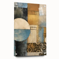 Abstract strokes wall art displayed in a side view, showcasing vibrant colors and textures with acrylic glass and pins for mounting. Ideal for modern decor.