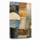 Abstract wall art design featuring colorful strokes on acrylic glass, displayed in a side view. The sleek finish enhances the contemporary aesthetic and modern decor appeal.