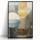 Abstract strokes wall art in a sleek black frame, showcasing vibrant colors and dynamic patterns, perfect for modern home decor or office spaces.