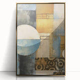 Framed abstract wall art featuring golden strokes against a textured background, ideal for modern decor. This elegant piece adds sophistication to any space.