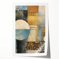 Abstract wall art print showcasing vibrant strokes of blue, orange, and yellow colors on a textured background, ideal for modern home decor and design enthusiasts.