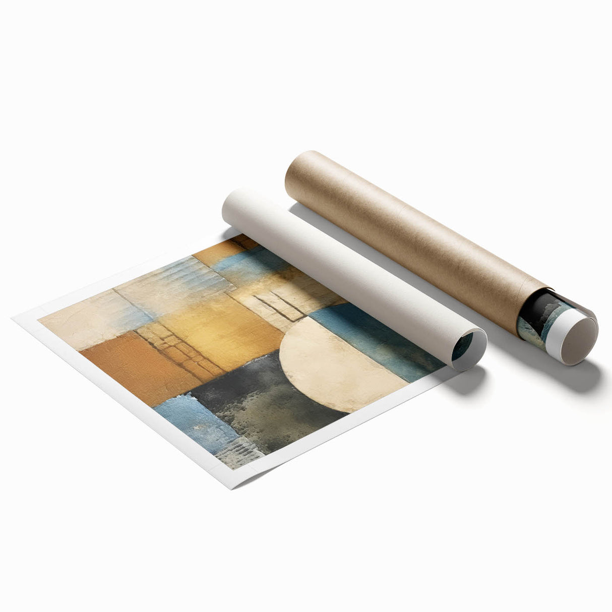 Abstract strokes wall art print showcasing vibrant colors and dynamic patterns, perfect for modern decor; rolled and ready for framing.