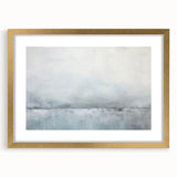 Abstract wall art featuring colorful strokes in gold, blue, and pink, elegantly framed with a mat, perfect for modern home decor. Ideal for adding a vibrant touch to living spaces.