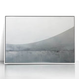 Framed abstract wall art showcasing dynamic strokes in shades of white and grey, adding a contemporary touch to modern home decor. Perfect for living spaces.