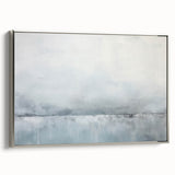 Framed canvas wall art showcasing abstract strokes in silver tones, offering a modern aesthetic perfect for contemporary home decor. The sleek side view highlights the elegant frame, ideal for enhancing any living space.