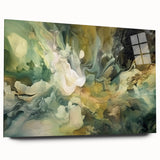 Abstract strokes wall art displayed in a sleek acrylic frame, showcasing vibrant colors and dynamic patterns from a side view, perfect for modern home decor.