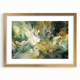 Abstract strokes wall art print in a sleek gold frame with a mat, showcasing vibrant colors and dynamic brushwork, perfect for modern home decor.