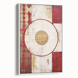 Framed abstract wall art featuring vibrant strokes of blue, orange, and white on a canvas, displayed in a contemporary setting with a sleek, minimalist design.