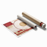 Abstract wall art print featuring dynamic strokes in vibrant colors, showcasing a modern design ideal for contemporary decor, rolled for easy display and shipping.