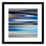 Abstract wall art featuring bold black strokes on a white background, framed with a sleek black mat, perfect for modern home decor. Ideal for enhancing living spaces with contemporary style.