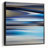 Framed canvas wall art showcasing an abstract design with bold black strokes, viewed from the side, ideal for modern home decor and art enthusiasts.