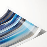 Abstract wall art print showcasing vibrant blue, yellow, and pink strokes on a textured background, rolled and ready for display or framing, ideal for modern decor.