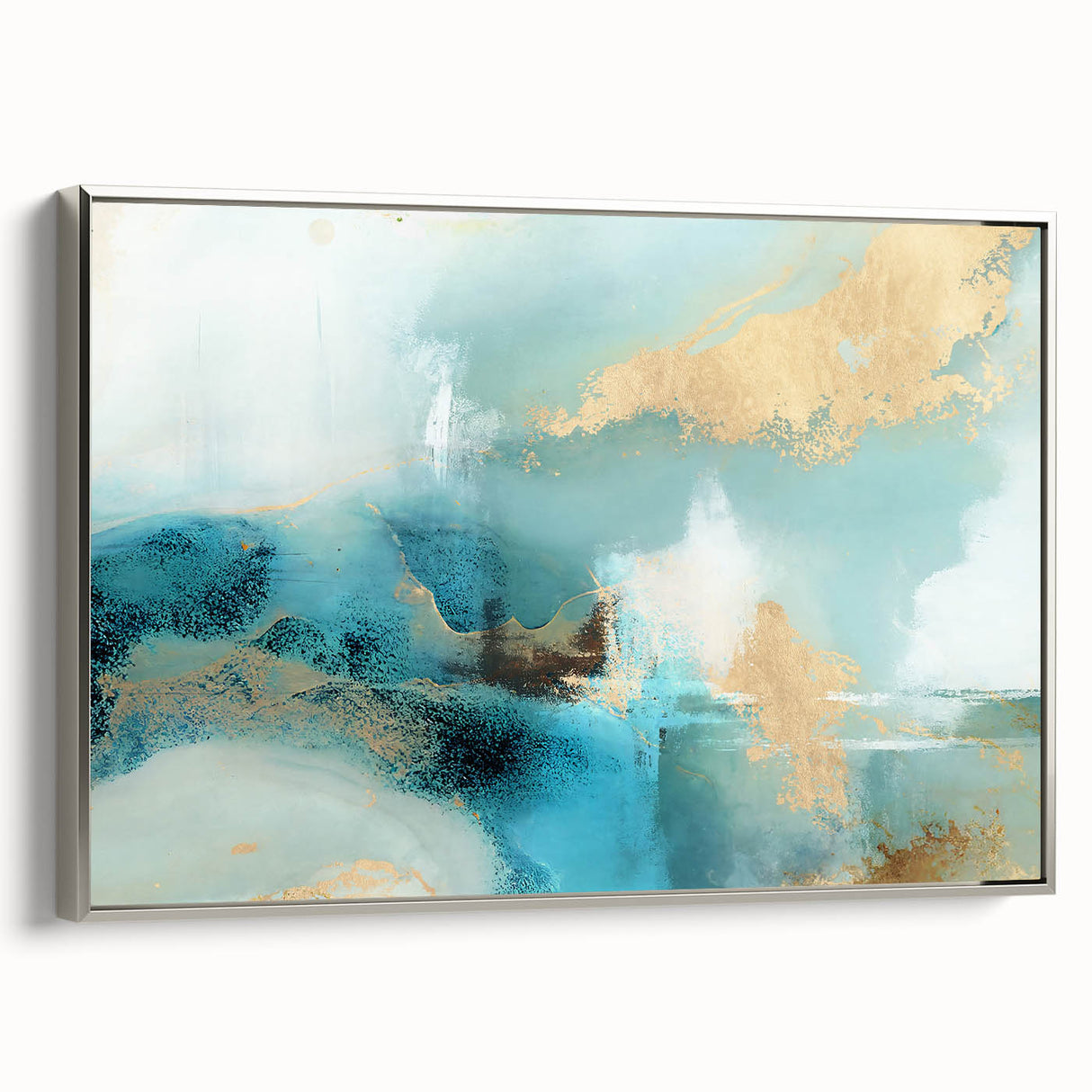 Framed abstract canvas wall art featuring elegant silver strokes on a textured background, perfect for modern home decor and enhancing interior aesthetics.