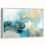 Framed abstract strokes wall art displayed in a modern white setting, showcasing vibrant colors and dynamic patterns, perfect for contemporary home decor.