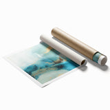 Abstract strokes wall art print showcasing vibrant colors of blue, orange, and yellow on a textured background. Ideal for modern home decor, enhancing any space.