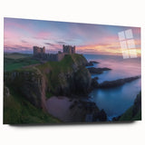 Acrylic glass artwork showcasing a vibrant landscape with a majestic castle, viewed from the side, designed to enhance any modern interior decor.