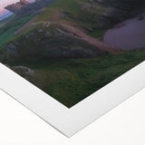 Rolled canvas artwork showcasing a picturesque landscape with a majestic castle, rich colors, and intricate details, perfect for home decor or art enthusiasts.