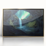 Framed acrylic artwork showcasing a stunning gold-accented landscape with intricate cave details, ideal for enhancing modern home decor. Perfect for art enthusiasts and collectors.