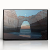 Framed acrylic artwork showcasing a stunning landscape of majestic cliffs with a black frame, perfect for home or office decor. This piece captures the beauty of nature, adding elegance to any space.