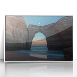 Framed acrylic landscape artwork showcasing dramatic cliffs and vibrant colors, set against a white background, perfect for enhancing modern home decor.