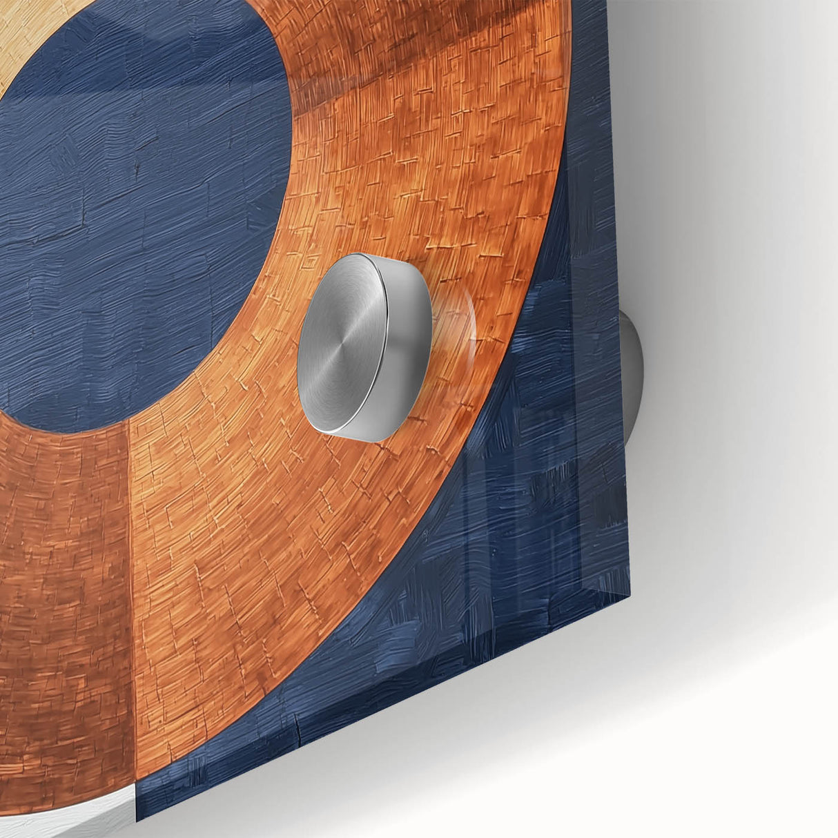 Minimalist Abstract Bedroom Wall Art - Navy Blue and Copper Print