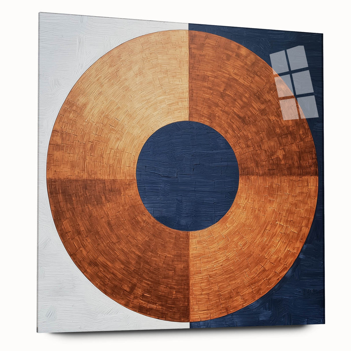Minimalist Abstract Bedroom Wall Art - Navy Blue and Copper Print