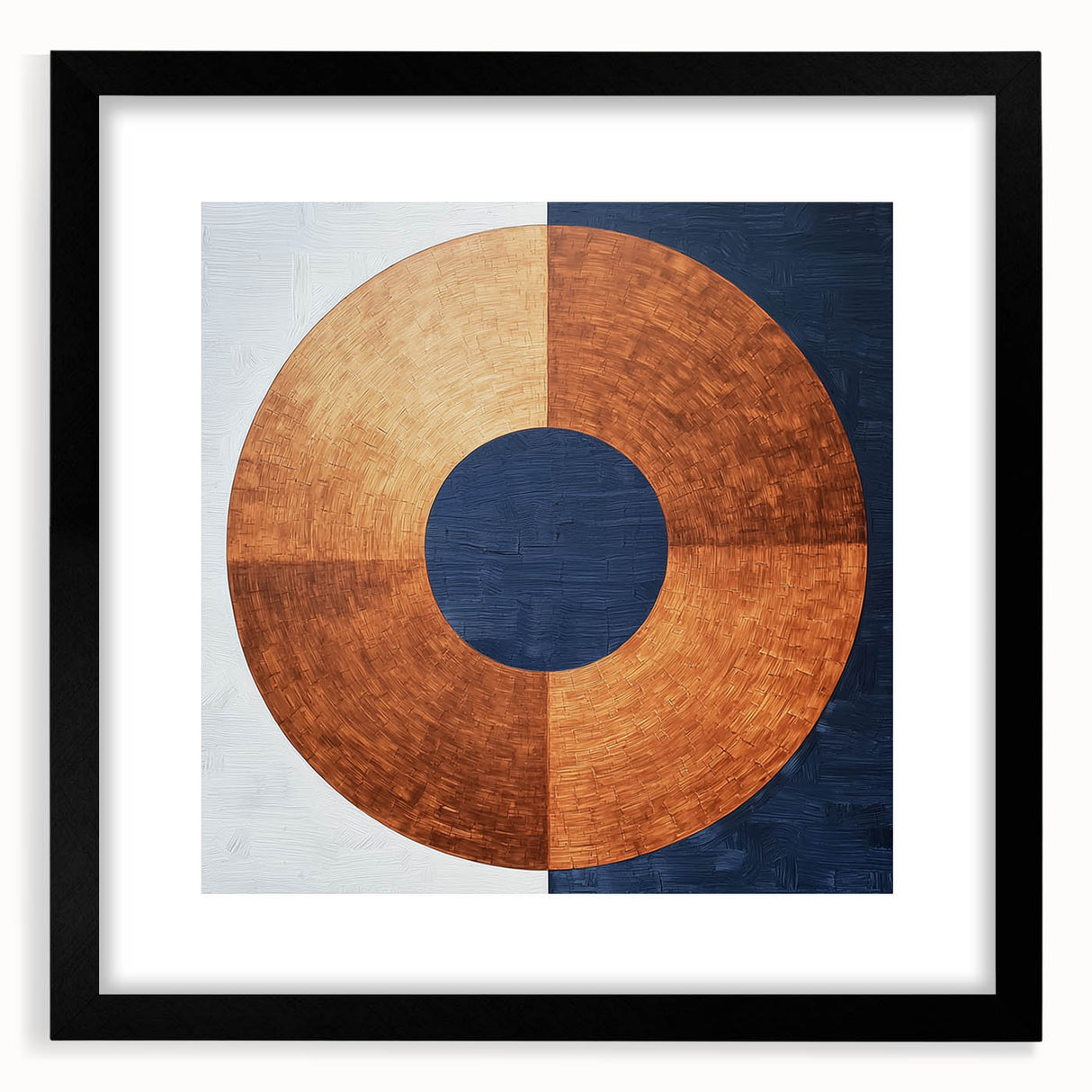 Minimalist Abstract Bedroom Wall Art - Navy Blue and Copper Print