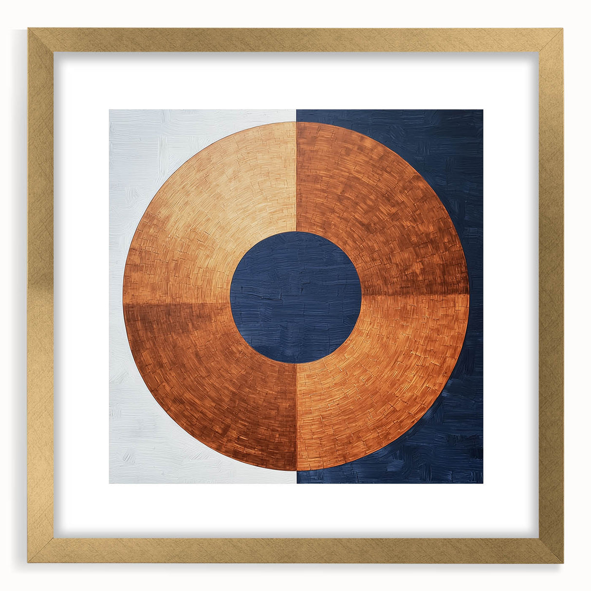 Minimalist Abstract Bedroom Wall Art - Navy Blue and Copper Print