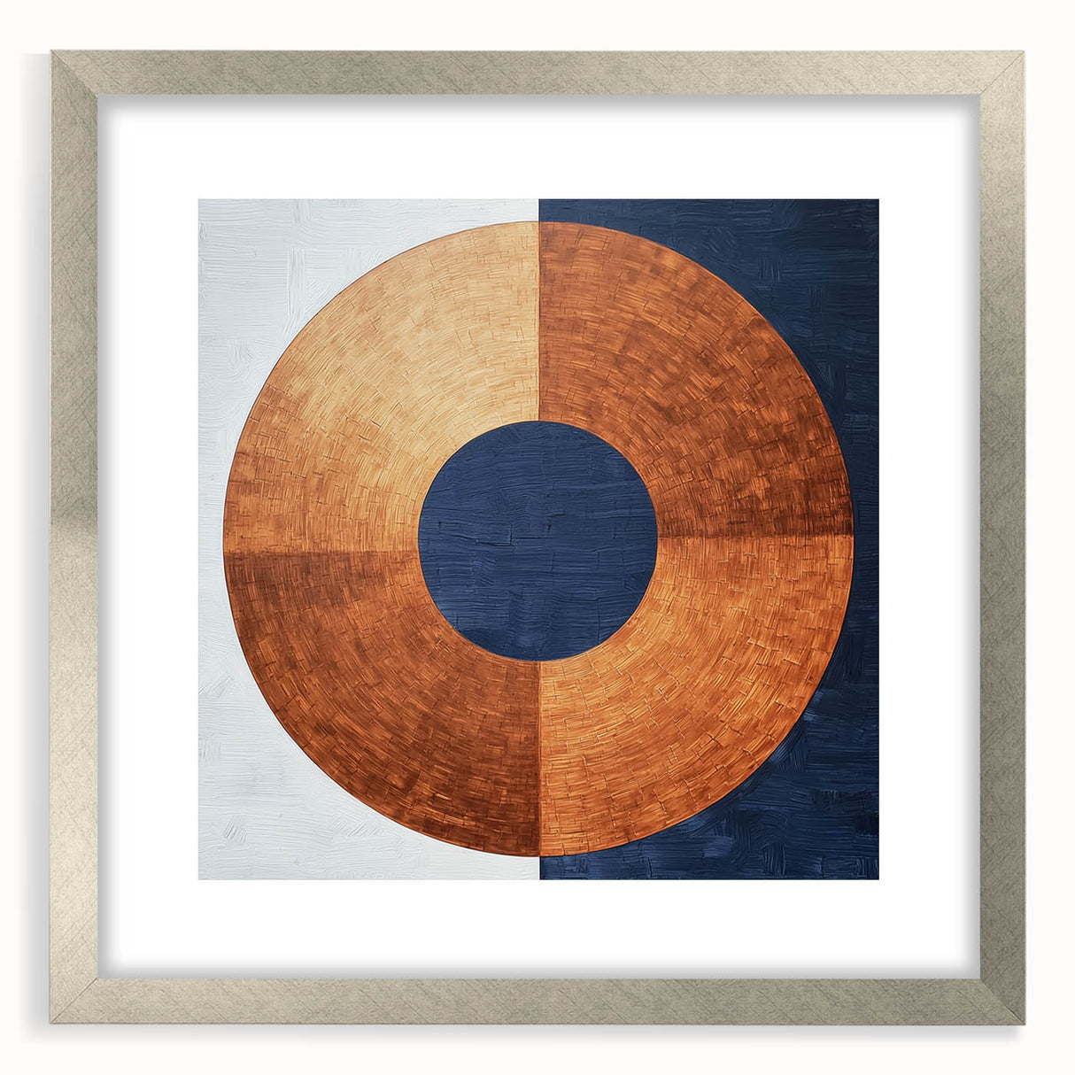Minimalist Abstract Bedroom Wall Art - Navy Blue and Copper Print