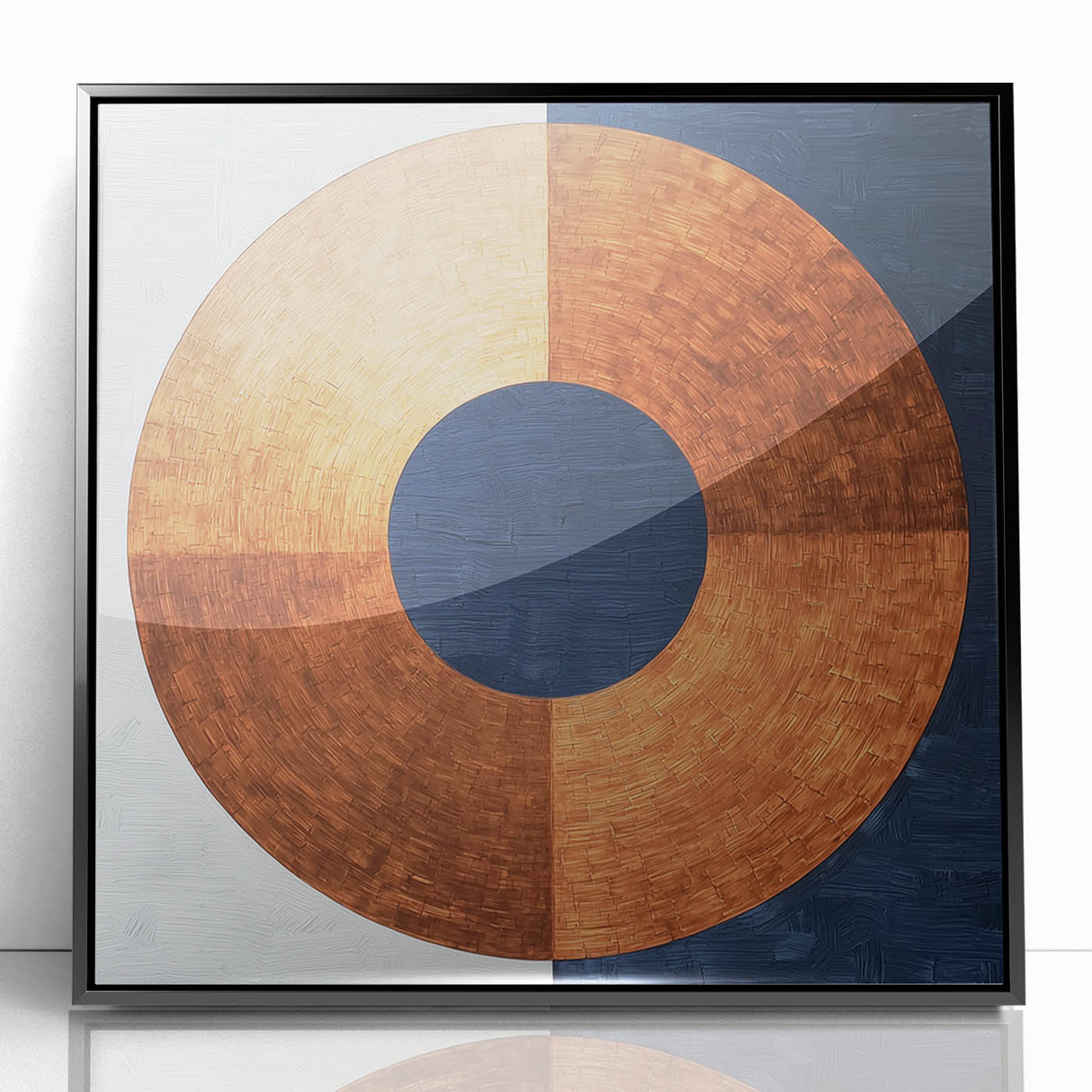 Minimalist Abstract Bedroom Wall Art - Navy Blue and Copper Print
