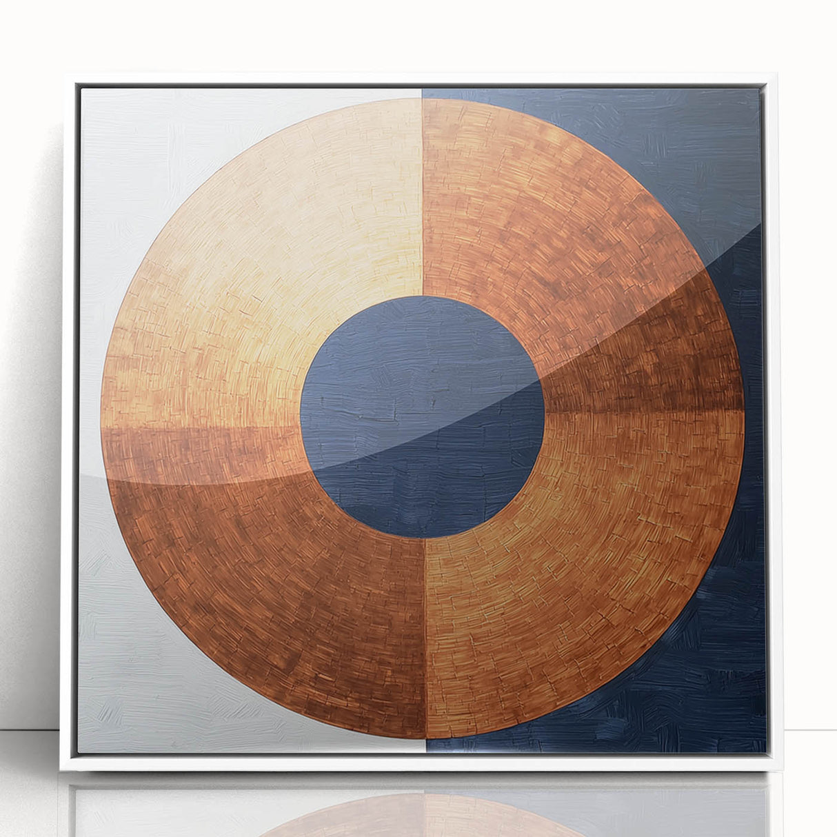 Minimalist Abstract Bedroom Wall Art - Navy Blue and Copper Print