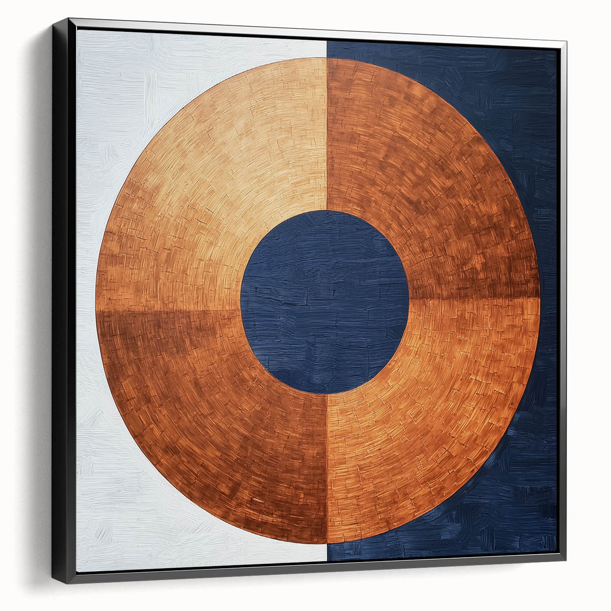 Minimalist Abstract Bedroom Wall Art - Navy Blue and Copper Print