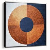 Minimalist Abstract Bedroom Wall Art - Navy Blue and Copper Print