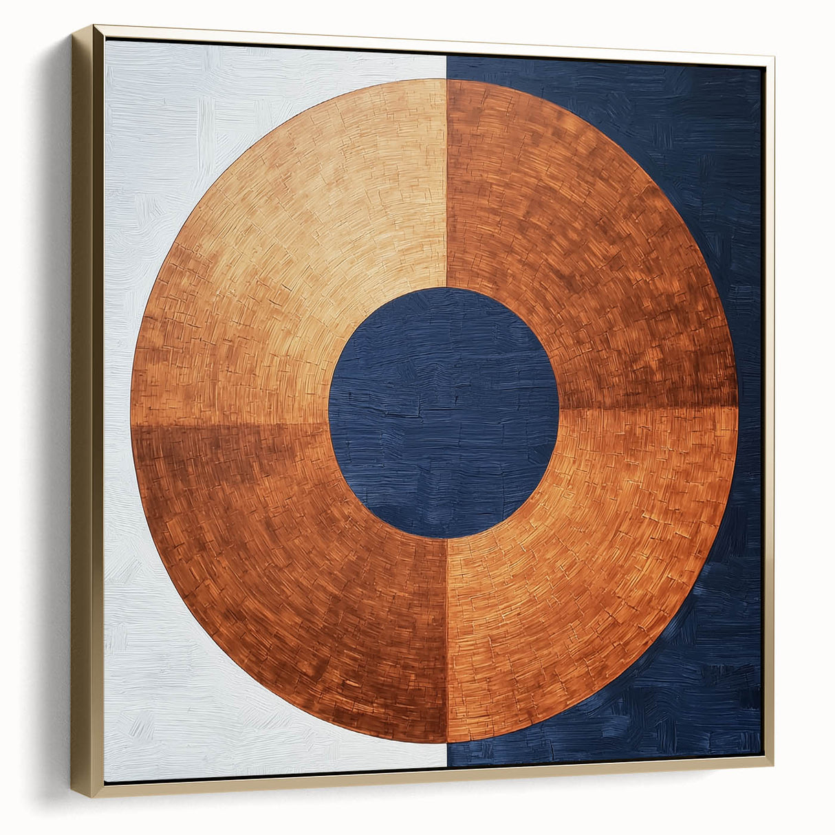 Minimalist Abstract Bedroom Wall Art - Navy Blue and Copper Print