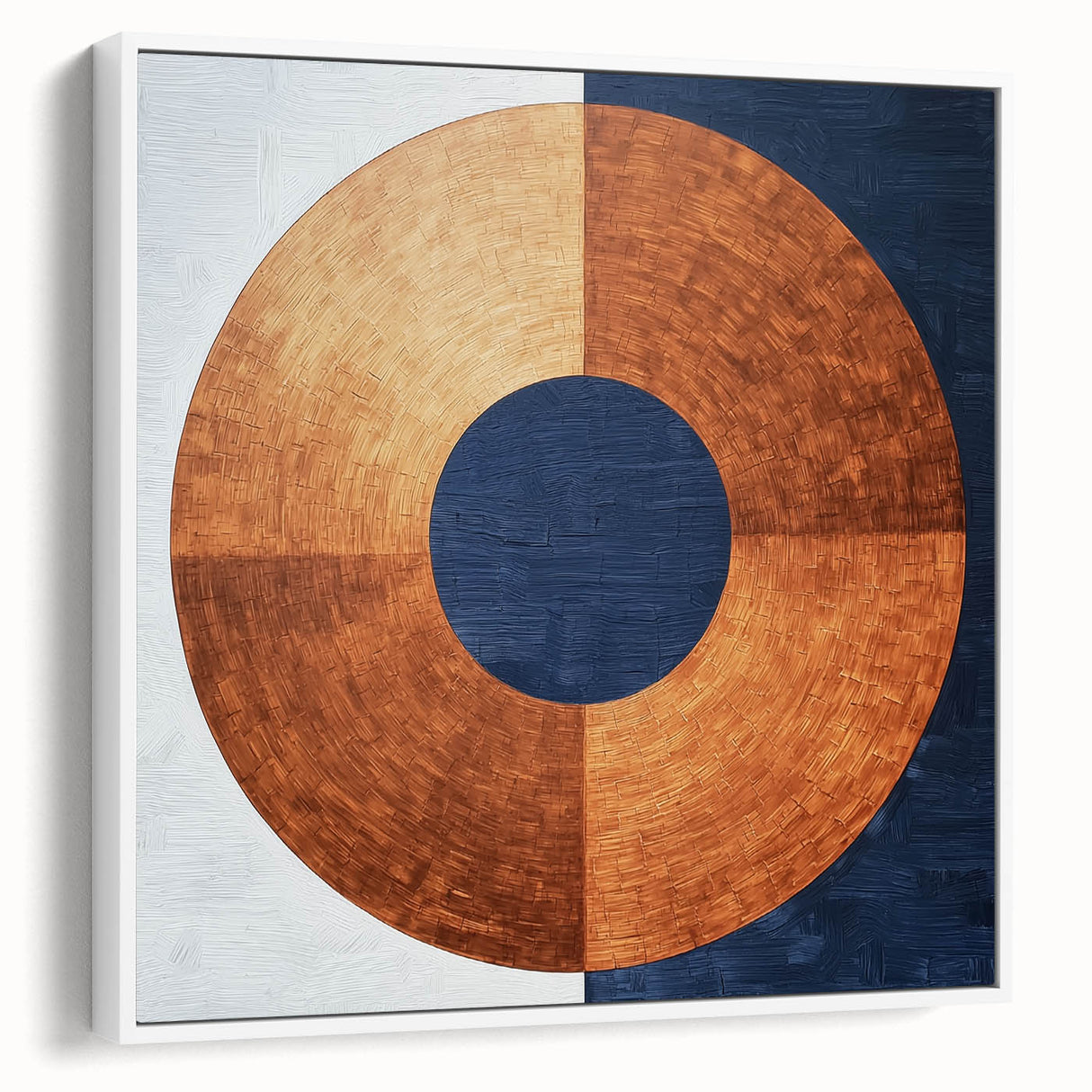 Minimalist Abstract Bedroom Wall Art - Navy Blue and Copper Print