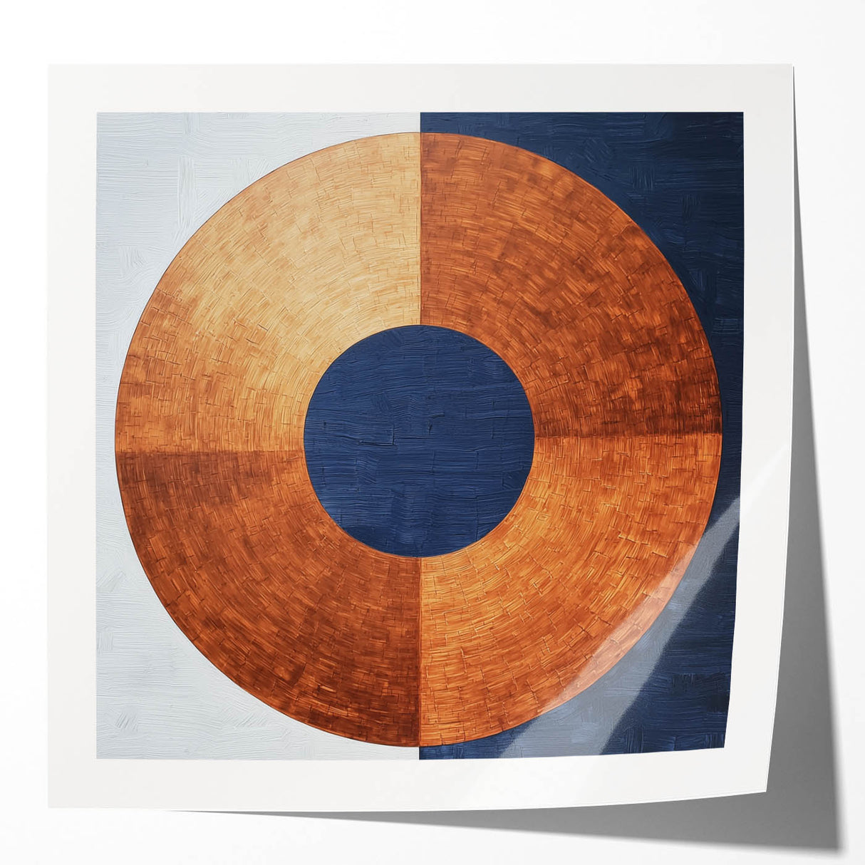 Minimalist Abstract Bedroom Wall Art - Navy Blue and Copper Print