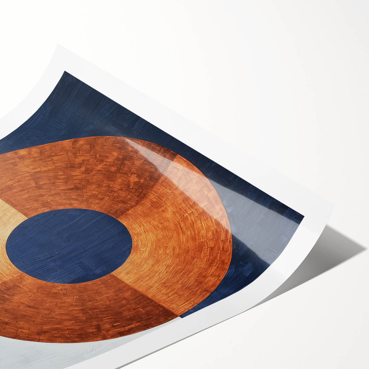 Minimalist Abstract Bedroom Wall Art - Navy Blue and Copper Print