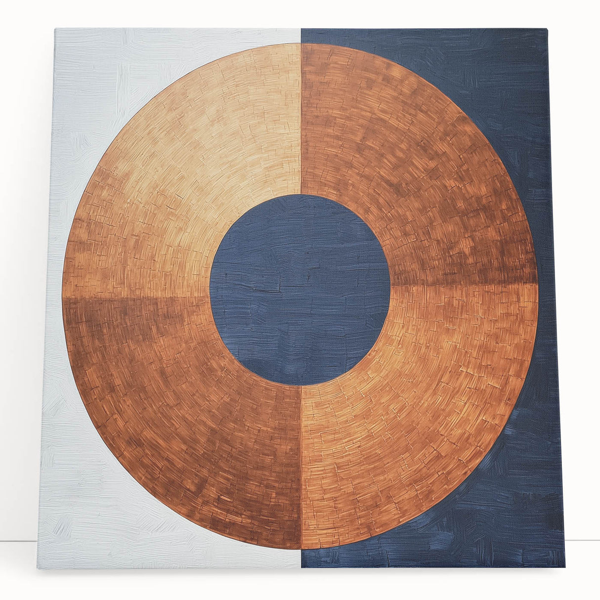 Minimalist Abstract Bedroom Wall Art - Navy Blue and Copper Print