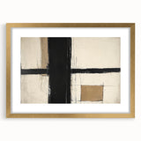 Modern Abstract Living Room Wall Art – Black & Beige Canvas