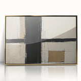 Modern Abstract Living Room Wall Art – Black & Beige Canvas