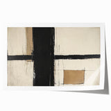 Modern Abstract Living Room Wall Art – Black & Beige Canvas
