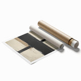 Modern Abstract Living Room Wall Art – Black & Beige Canvas