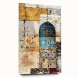 Abstract architecture wall art displayed in acrylic glass, showcasing vibrant colors and geometric patterns, ideal for modern home décor.