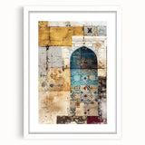 Abstract architectural wall art framed in white, showcasing geometric patterns and lines, perfect for modern home decor. Ideal for adding a contemporary touch to any space.